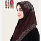 Muslim Square Scarf Women Fashion Rhinestone Hijab Arab Headwrap Turban Headband Pearl Chiffon Islamic Headscarf  Free Pin