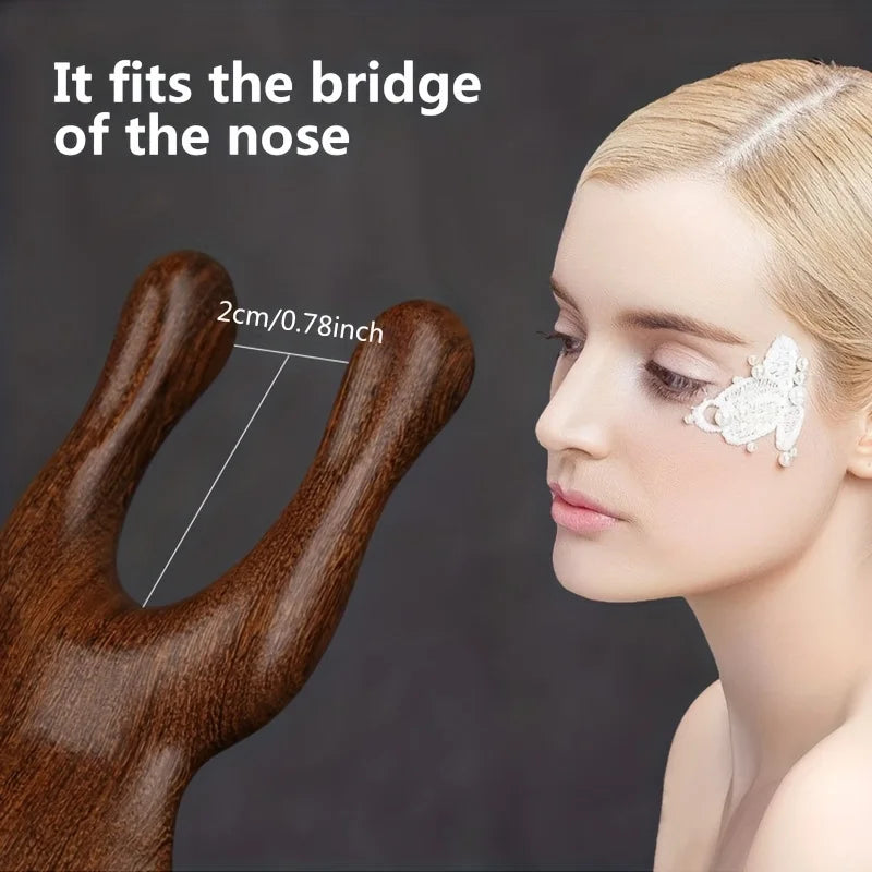 1/2pcs Eyes Facial Wood Gua Sha Tool, Natural Sandalwood Wooden Nose Guasha Massage Tools, Face Manual Meridians Massager Tool