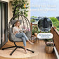 Foldable Rattan Swing Egg Chair With Metal Stand Indoor Outdoor Hanging Hammock Chair Weatherproof Patio Garden Furniture