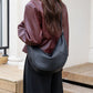 BURMINSA Soft Genuine Leather Crescent Hobo Bag For Women Slouchy Cowhide Shoulder Bag Retro Daily Work Crossbody Purse Handbags