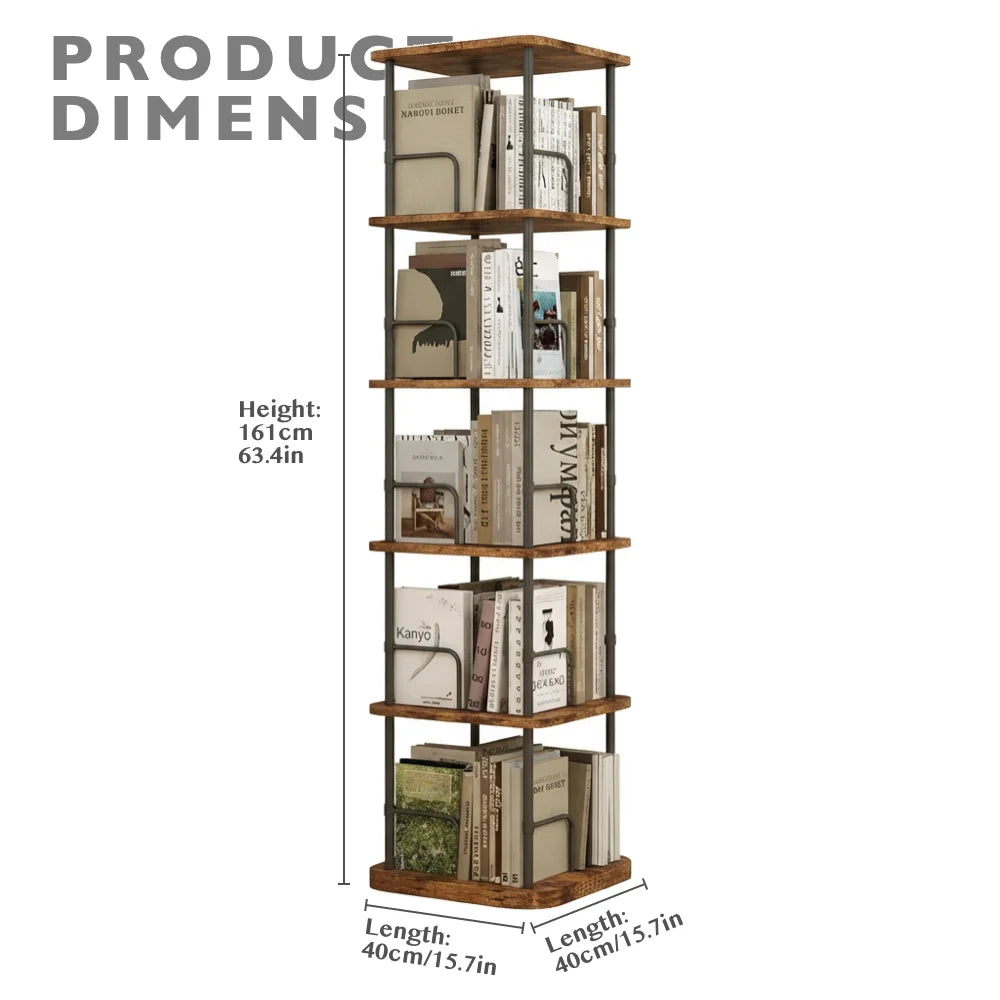 5-Tier 360° Rotating Display Book Shelf for Home Decor and Storage 3/4/5 Tier Spin Vertical Space Saver