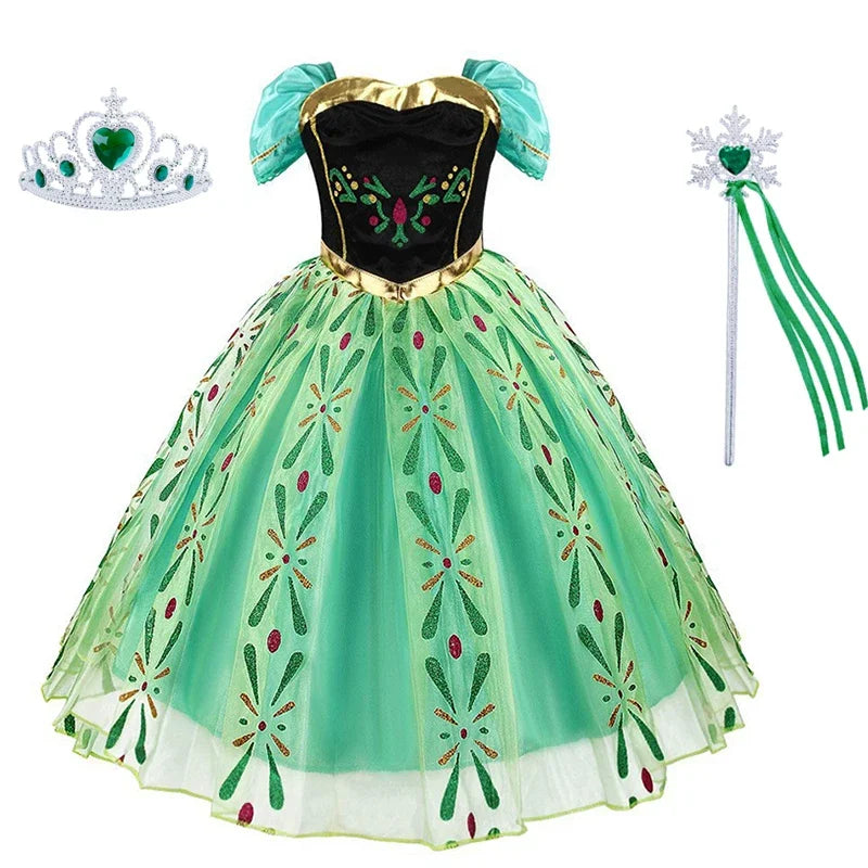Girls Princess Dress Kids Birthday Cosplay Cinderella Snow White Aurora Rapunzel Halloween Costume Children Party Dresses