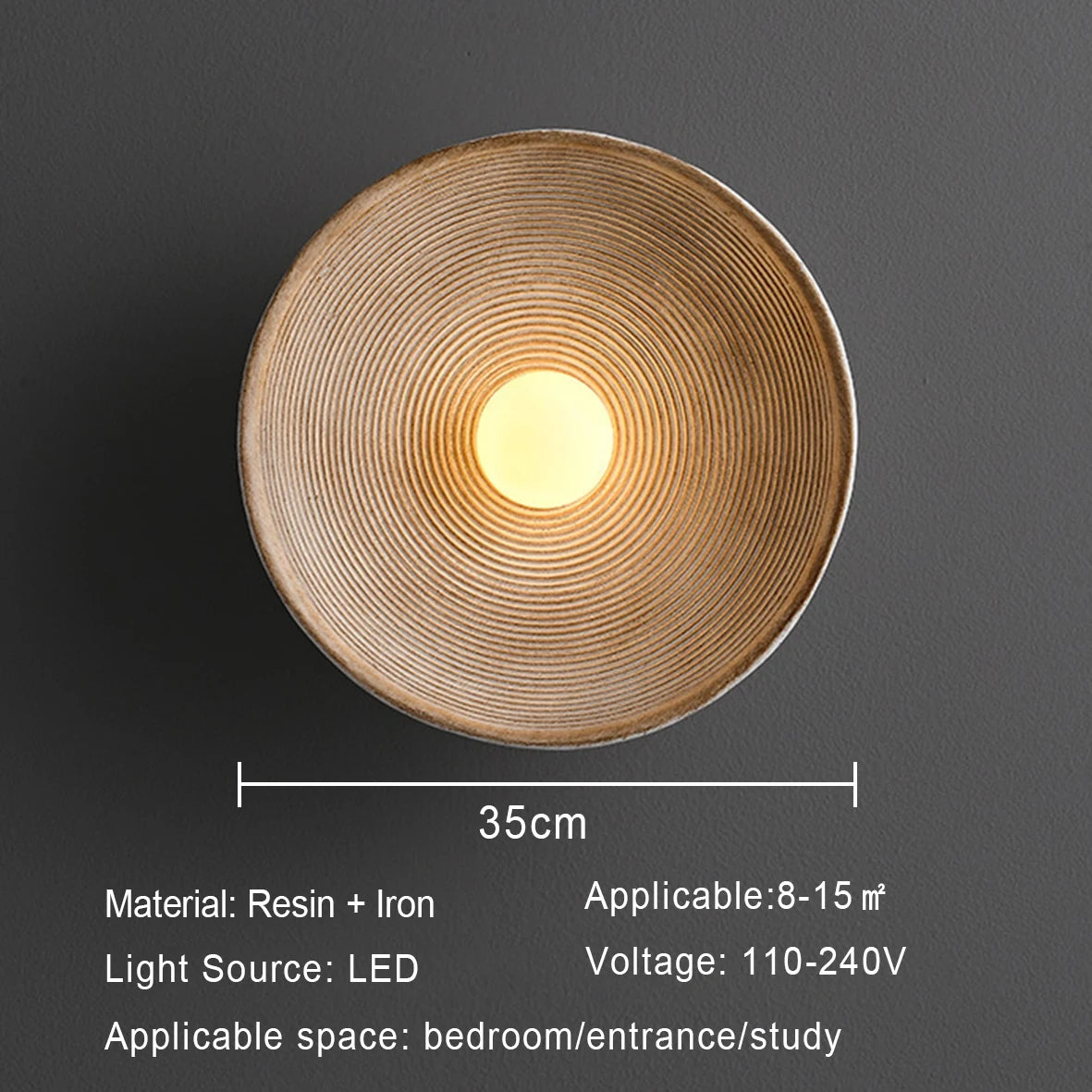 Nordic Creative Retro Round Wall Lamp Wabi-sabi Resin Sconces for Living Room Bedroom Bedside Hotel Corridor Decor Lighting