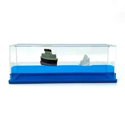 Cruise Fluid Drifting Bottle Titanic Black Pearl Dinosaur Era Style Drifting Ship Ornament Home Boy Girl Gift Desktop Decoration