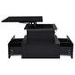 High‑Gloss Black Coffee Table 90×55×41cm, App‑Controlled RGB LED Light, Handle‑Less Click‑to‑Open Drawers, Silent‑Glide Extendable Top with Hidden Storage, Particle Board Multi‑Function Living Room Table Max L