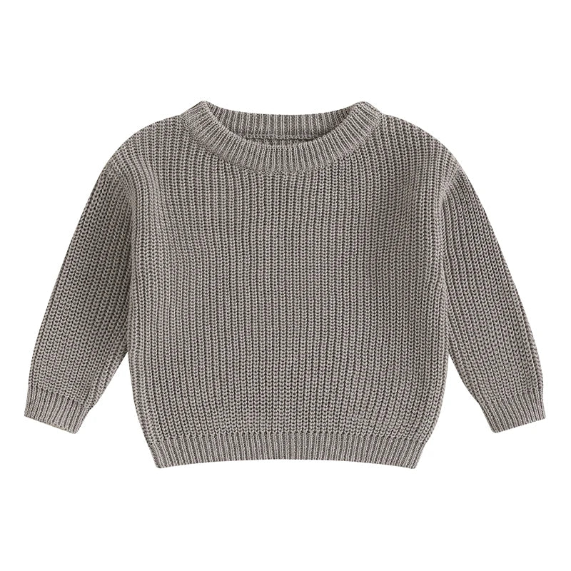 Suefunskry Newborn Baby Girl Boy Knitted Long Sleeve Autumn Winter Sweater Solid Loose Pullover Casual Tops Kids Clothes 0-5Y