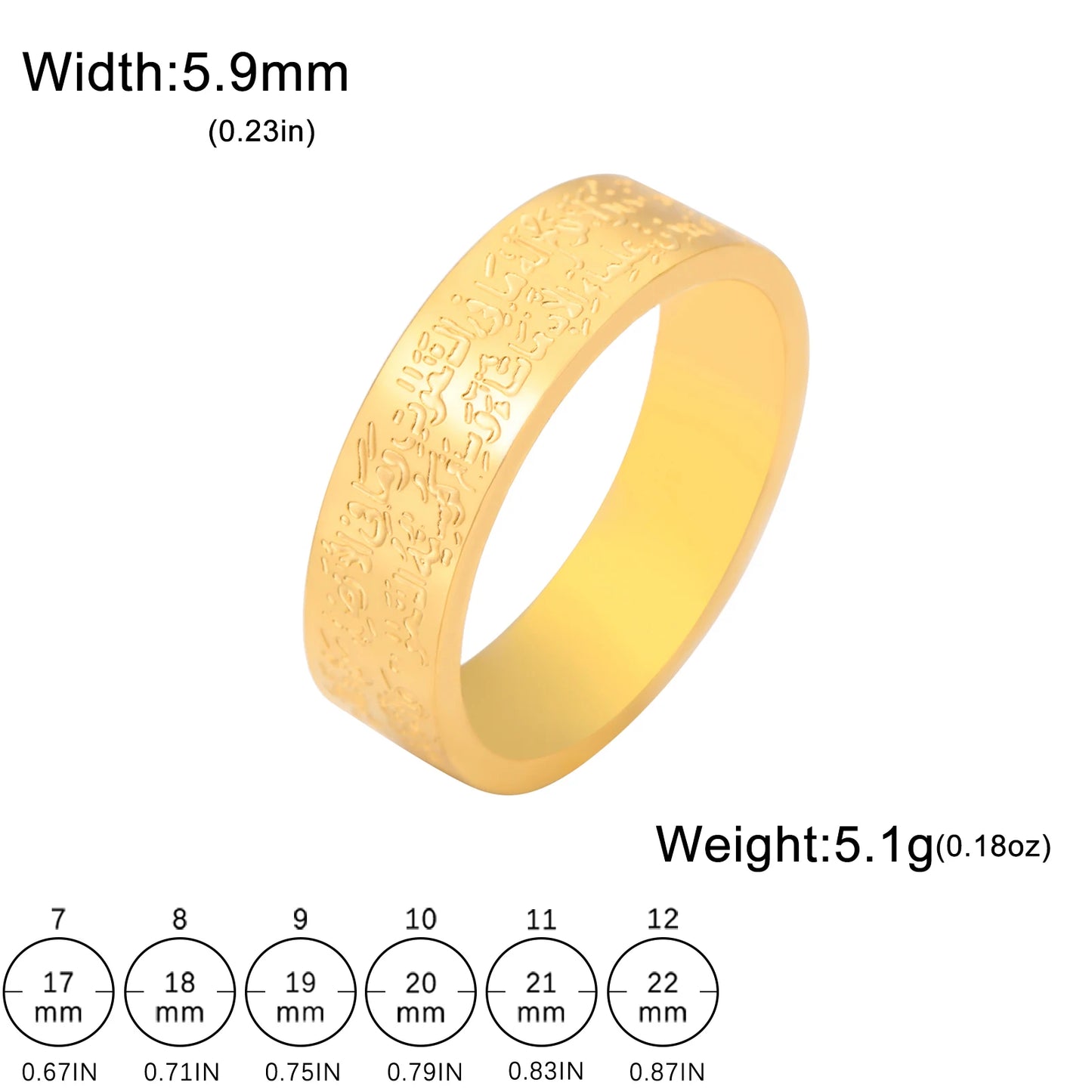 Jeshayuan Muslim Allah Mohammad Ring Islamic Ayatul Kursi Jewish Kabbalah Blessing Ring Stainless Steel Rune Jewelry Gift