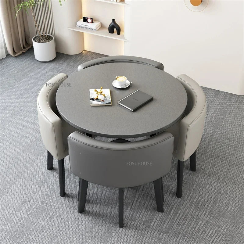 Nordic Round Dining Tables Set for Dining Room Furniture Kitchen Dining Table Set with 4 Chairs Home  Light Luxury Center Tables