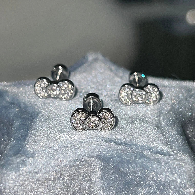 1pcs Quality Shiny Cross Zircon 316L Stainless Steel Ear Bone Nail Y2K Style Silver Color Earring for Women Cochlear Accessories