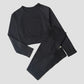 Women's Sportswear Yoga Set Workout Clothes Athletic Wear Sports Gym Legging Seamless Fitness Bra Crop Top Long Sleeve Yoga Suit