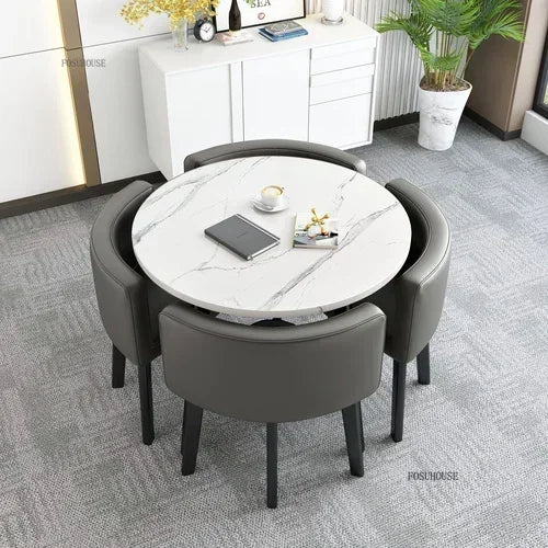 Nordic Round Dining Tables Set for Dining Room Furniture Kitchen Dining Table Set with 4 Chairs Home  Light Luxury Center Tables