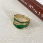 LATS Vintage White Enamel Metal Irregular Shape Geometric Open Adjustable Ring for Women Girl Fashion Jewelry Birthday Gifts