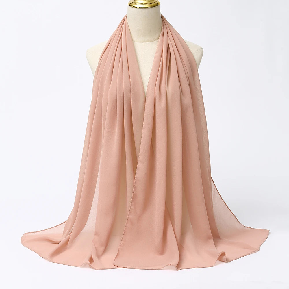 Muslim Chiffon Hijabs For Woman Long Solid Color Head Wrap For Women Shawls Scarves Ladies Muslim Veil Hijab