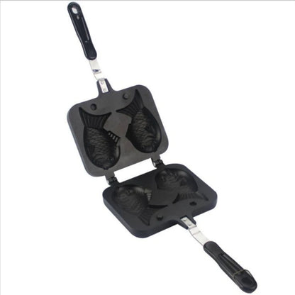 Japanese Taiyaki Waffle Maker Double Fish Shaped Dessert Cake Pan Kitchen Pancake Fry Pan Waffle Molds for Hot Desserts
