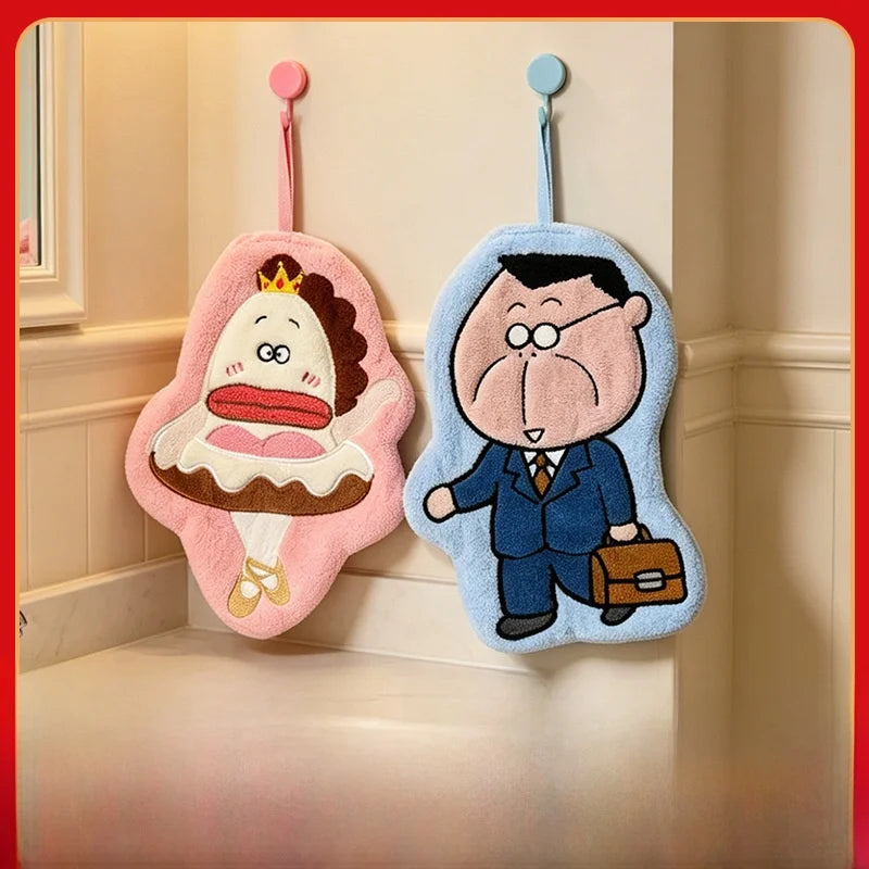 Thickened Absorbent Coral Fleece Hand Towel Cartoon Embroidery Design Kitchen Bathroom Decor Universal Use Soft Comfortable