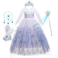 Birthday Kid Girls Cosplay White Elsa Mesh Costumes Snow Queen Elsa Princess Long Dress Halloween Party Carnival Clothes Vestido