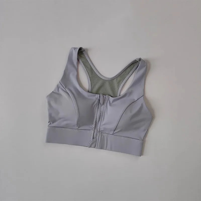 Women's High Impact Front Zipper Sports Bra Shockproof Quick Dry Yoga Top Running Vest Fitness Adjust Gym Underwear