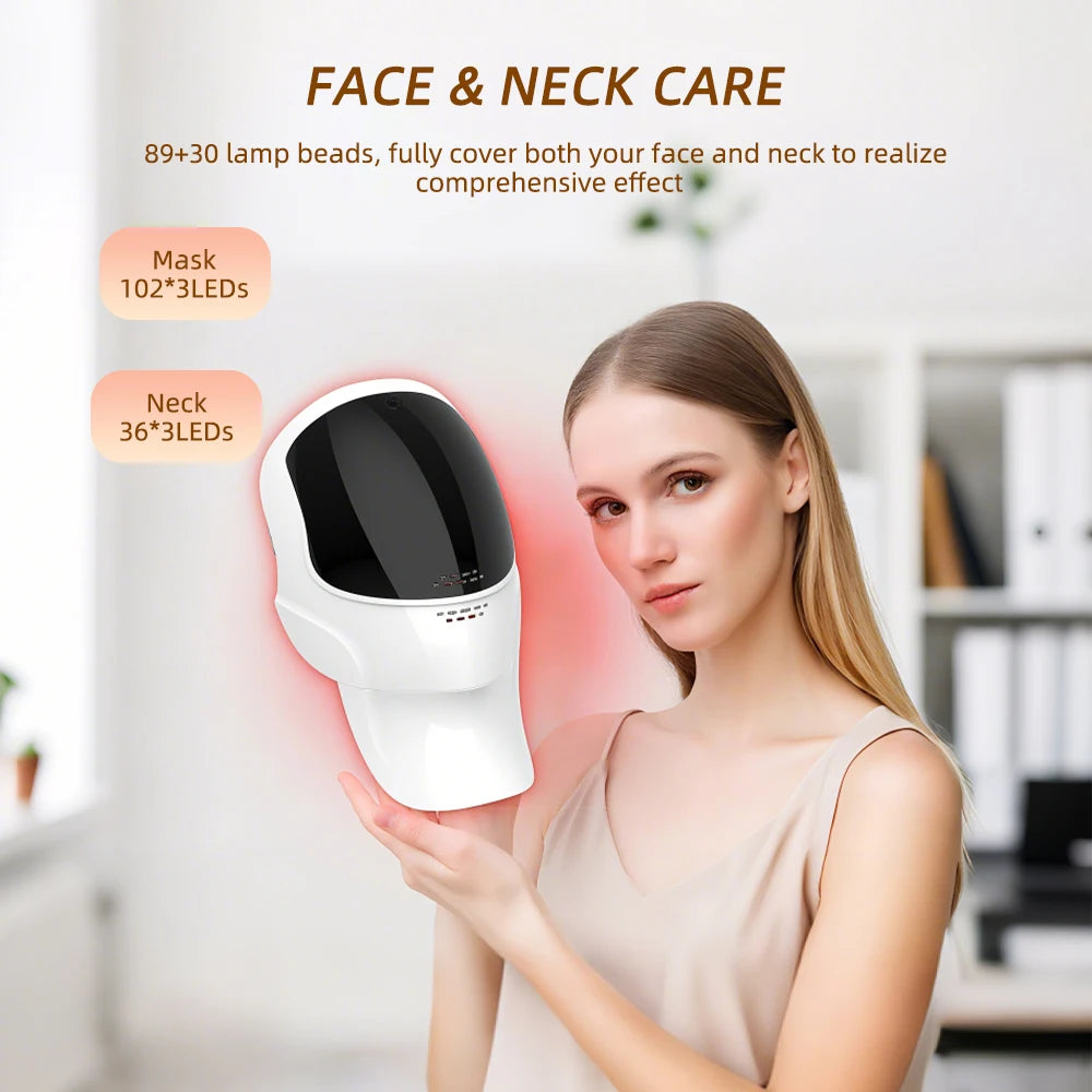 Wireless Face With Neck 7 Colors LED Photon Beauty Mask Red Light Facial Rejuvenation LED Mask Skin Tighten Skin Care Tool