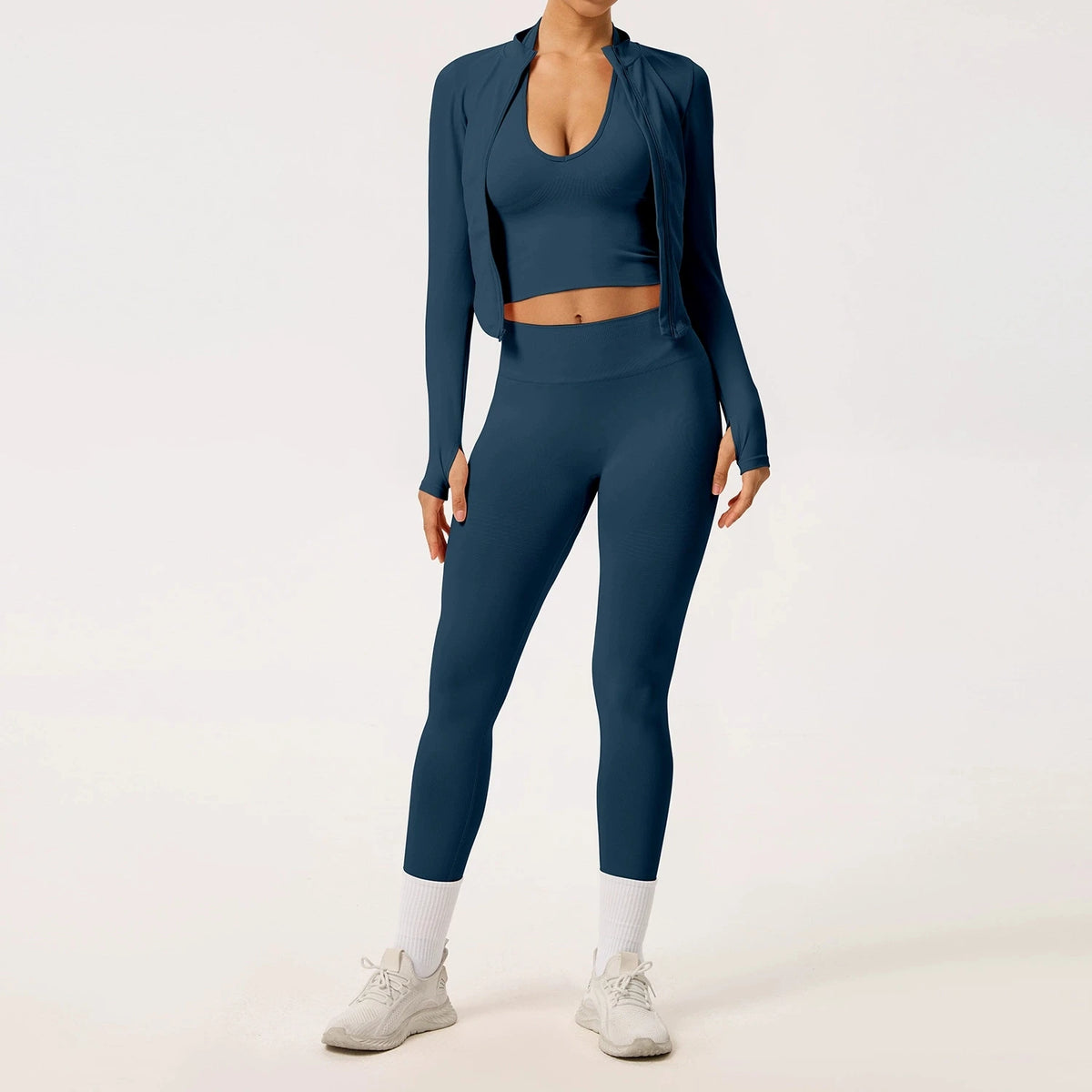 2/3PCS Yoga Set Women Gym Long Sleeve Sports Suits Fitness Bra Crop Top Workout Clothes Female Solid Seamless Legging Sportswear