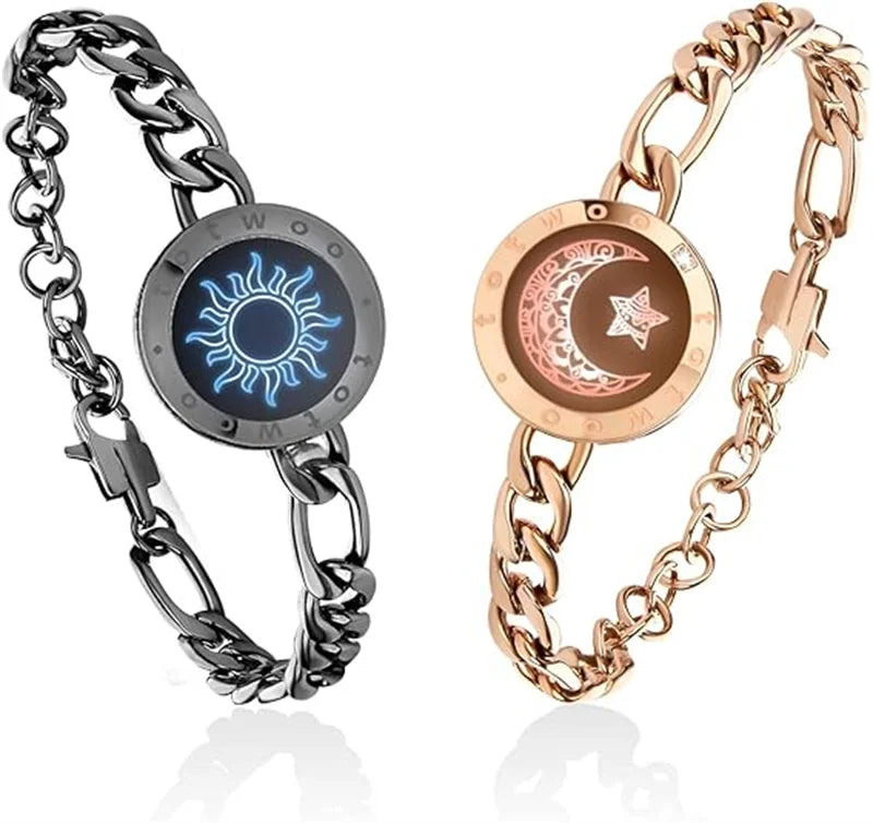 TOTWOO Long Distance Touch Bracelets for Couples ,Light up&Vibration Relationship Gifts for Lovers Smart Jewelry Love Bracelets