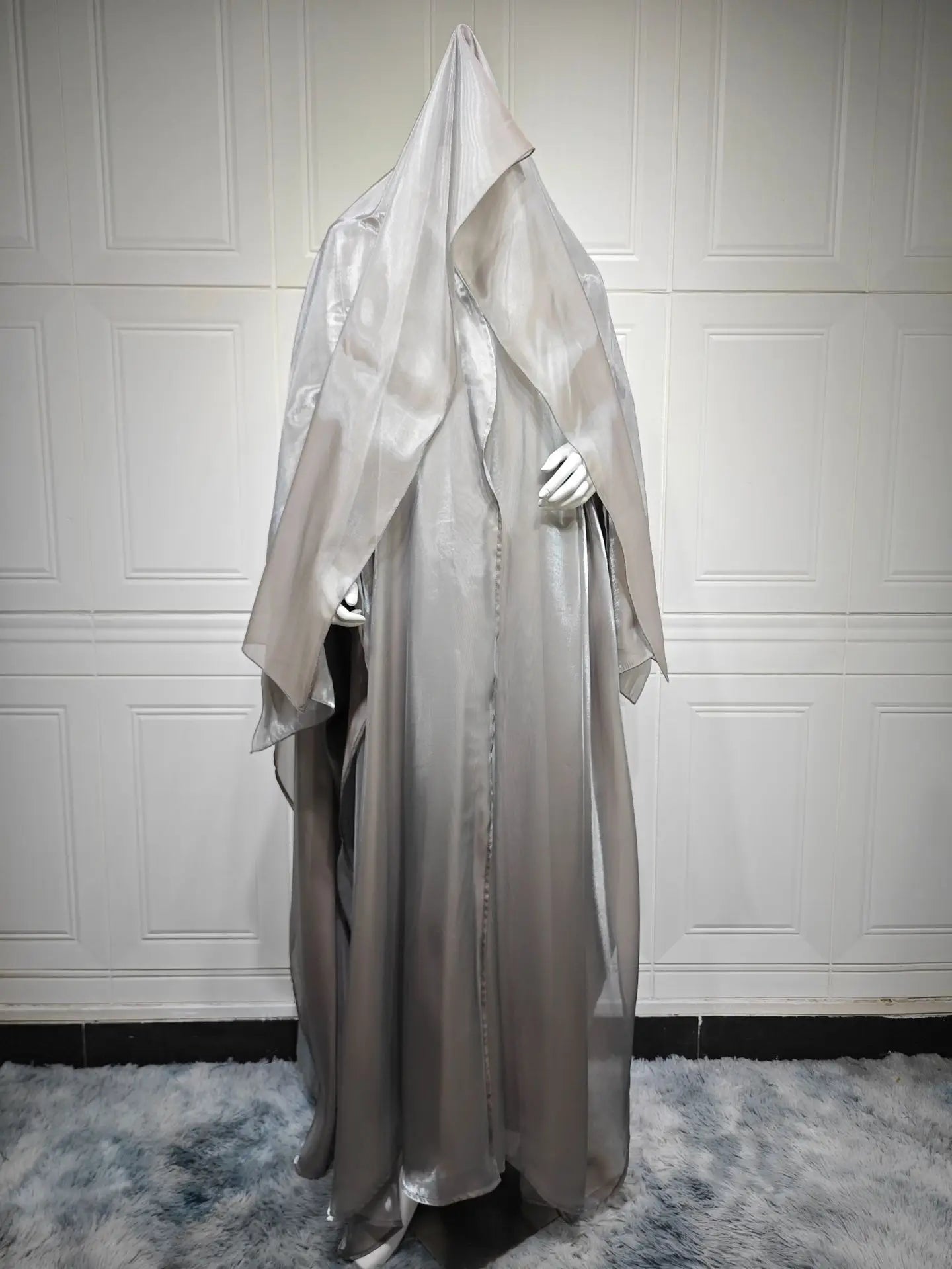 Elegant Arabic Satin Abaya Dress with Hijab Eid Muslim Women Modest Cardigan Islamic Vacation Outfit New in Turkey Kaftan Robe