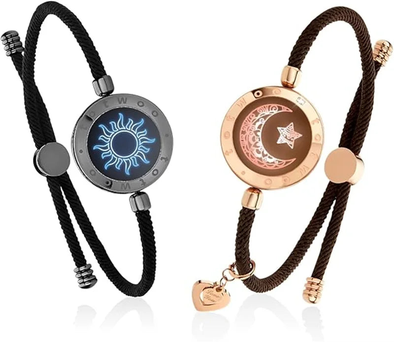 TOTWOO Long Distance Touch Bracelets for Couples ,Light up&Vibration Relationship Gifts for Lovers Smart Jewelry Love Bracelets