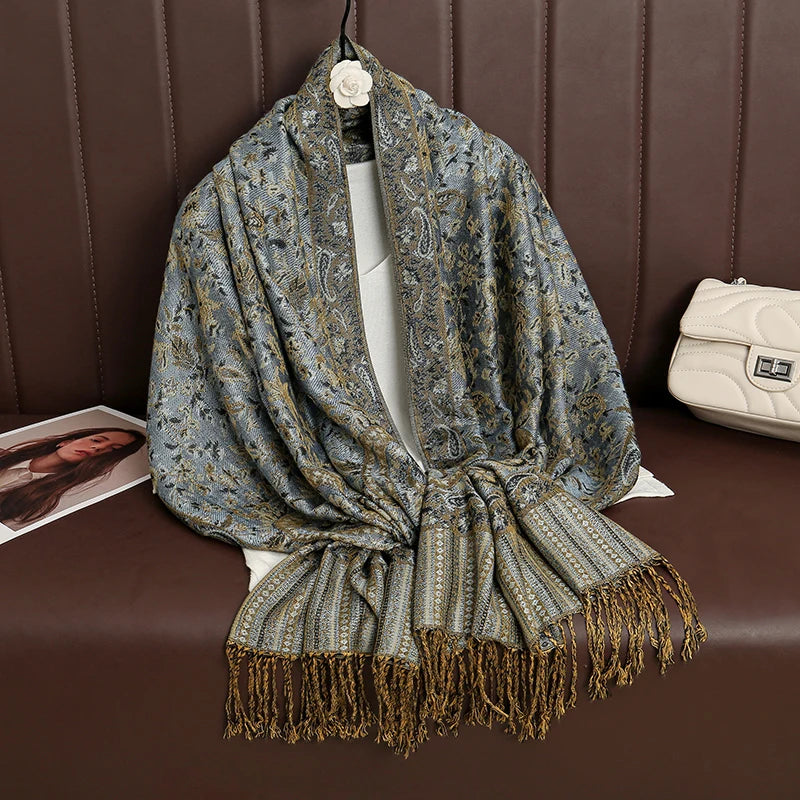 2024 Luxury Brand Cashmere Women Scarf Printed Winter Warm Shawl and Wraps Pashmina Bandana Long Jacquard Paisley Female Foulard