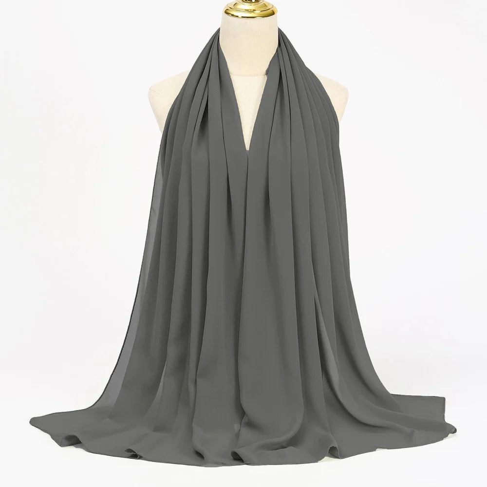 Muslim Chiffon Hijabs For Woman Long Solid Color Head Wrap For Women Shawls Scarves Ladies Muslim Veil Hijab