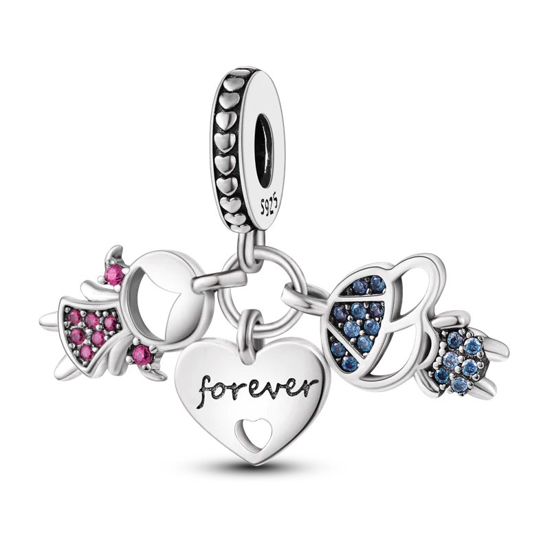 2026 Hot Sale Charms Bead 925 Sterling Sliver Pink Butterfly Luminous Firefly Dangle Fit Bangle Bracelet Necklace DIY Jewelry