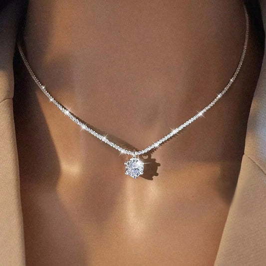 LOUTF 1CT Sparkling Luxury Moissanite Diamond White Pendant Necklace for Women 925 Sterling Silver High Quality Fine Jewelry