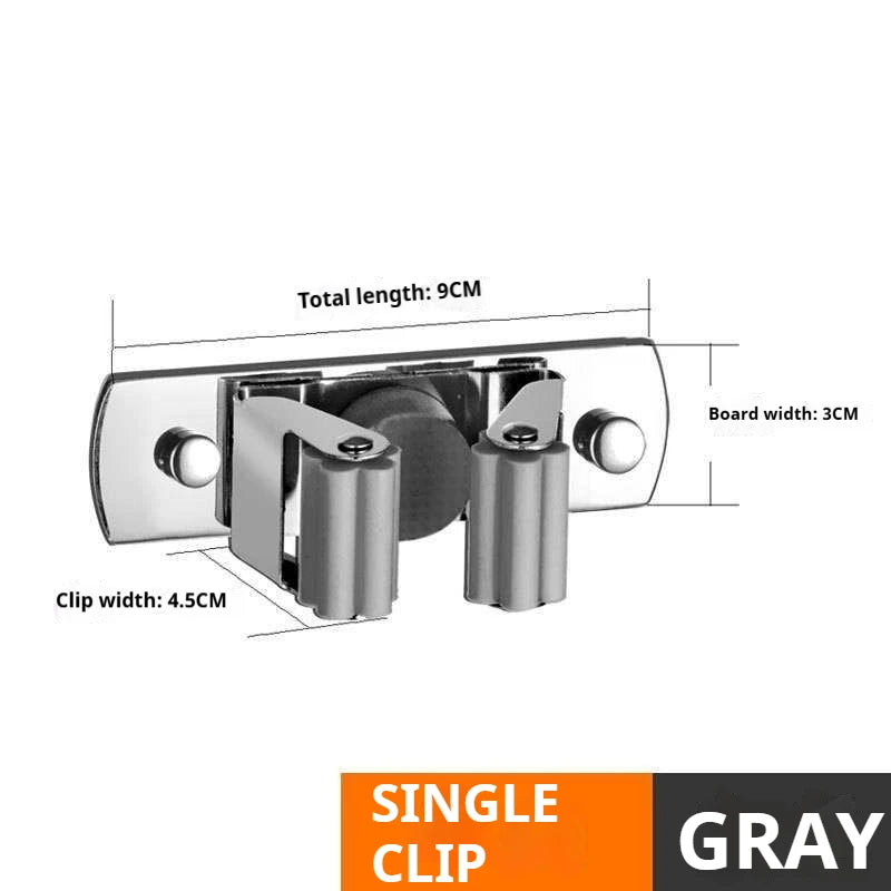 Stainless Steel Mop Broom Holder Wall Mounted No-Drilling Self Adhesive Heavy Duty Utility Storage Rack Garage Garden Organizer