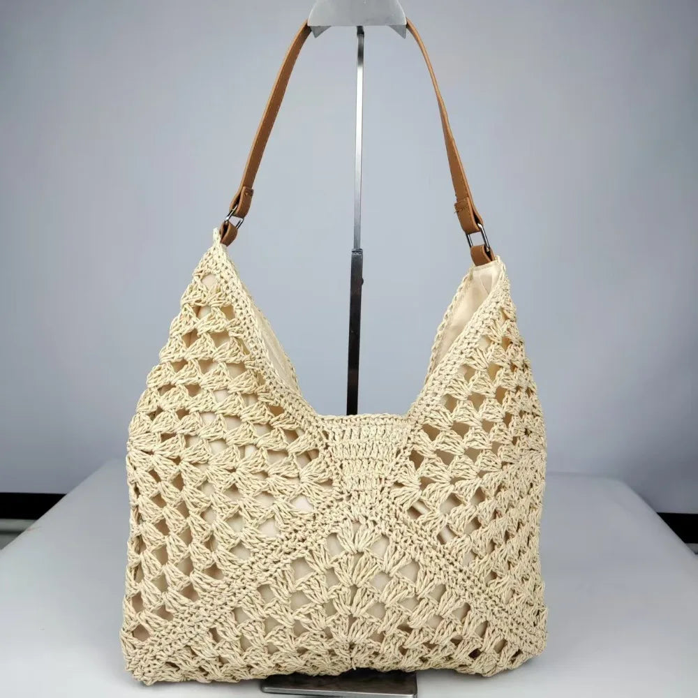 New Summer Straw Crochet Bag Leisure Vacation Weave Shoulder Bag Casual Beach Women's Handbags Ladies/Girls
