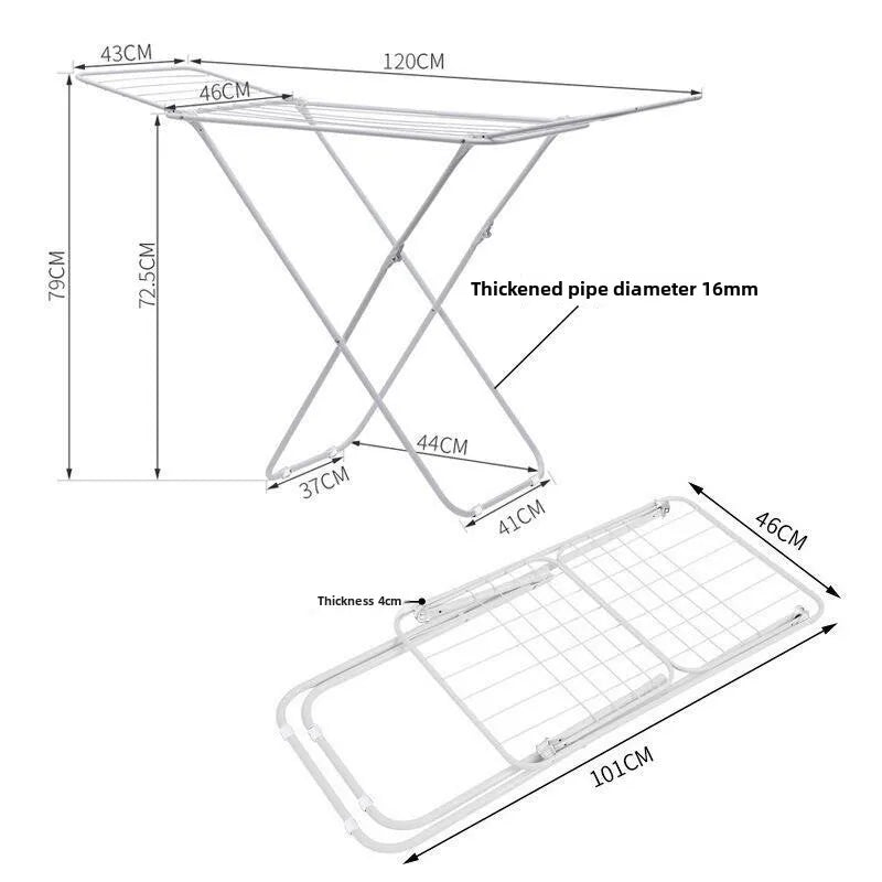 Simple Floor-Mounted Laundry Drying Rack Yangzi Footline Heater Balcony Stacking Easy-To-Use Clothes Drying Rack Home Use