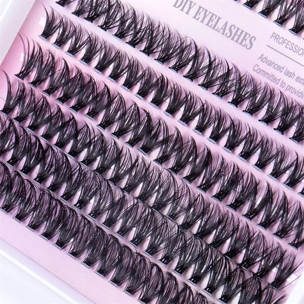 240 Eyelash Cluster D Curling Mascara Set 30D40D 10-16mm Hybrid Lash Cluster with Lash Adhesive, Sealant and Lash Application To