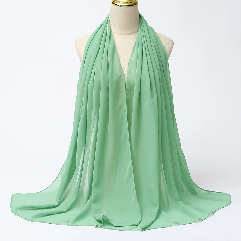 Muslim Chiffon Hijabs For Woman Long Solid Color Head Wrap For Women Shawls Scarves Ladies Muslim Veil Hijab
