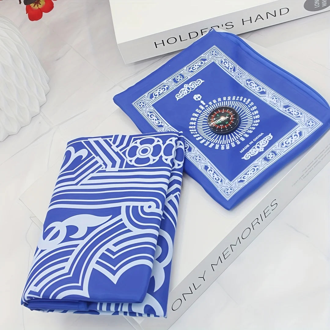 1-Set Islamic Prayer Mat & Bead Set with Small Bag - Portable Ramadan Prayer Suitable, Travel - Islamic Gift for Muslim Weddings