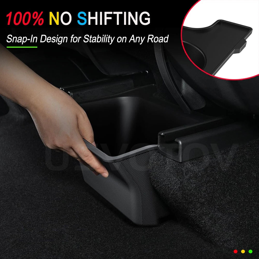 Rear Seat Storage Box for Tesla Model Y Juniper 2025 2026 Organizer Center Console Bins Backseat Trash Can Garbage Accessories