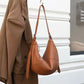 BURMINSA Soft Genuine Leather Crescent Hobo Bag For Women Slouchy Cowhide Shoulder Bag Retro Daily Work Crossbody Purse Handbags