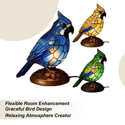 Bird Table Lamp Vintage LED Decorations Ornament Small Bird Table Lamp for Kids Bedside Home Nursery Bedroom Living Room Kitchen