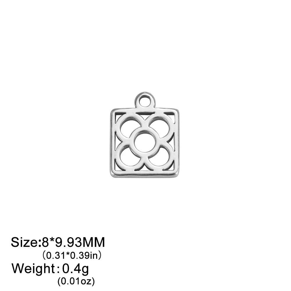 EUEAVAN 5pcs Stainless Steel Charms for Jewelry Making Leaves Lotus Flower Star Pendant Mini Charm Necklace Bracelet DIY Gifts
