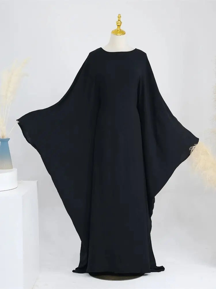 Ramadan Eid Soft Crepe Khimar Batwing Abaya Dubai Islam Muslim Modest African Dresses For Women Kaftan Kebaya Robe Femme Musulma