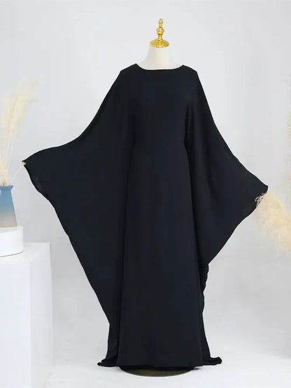 Ramadan Eid Soft Crepe Khimar Batwing Abaya Dubai Islam Muslim Modest African Dresses For Women Kaftan Kebaya Robe Femme Musulma