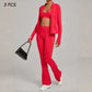 3PCS Women's Seamless Yoga Sets Sports Jackets Bra Flared-pants Suits Slim Fit Hip-Lifting Tracksuits Fitness Gym Workout Sets