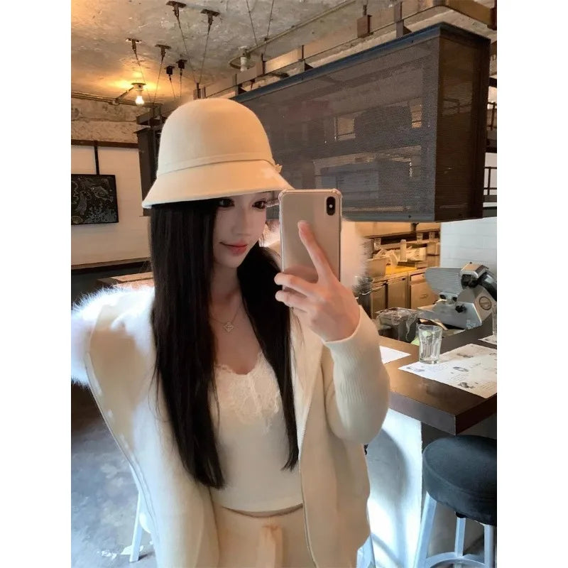 New Autumn and Winter Models Fur Neck Sweater Hooded Coat Female Lazy Wind Knit Cardigan Zipper Sweater Thick Blouse