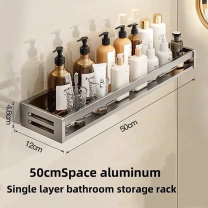 Maximize Your Space: No-Drill Aluminum Corner Shelf for Bathroom | All-in-One Shampoo Organizer & Towel Holder Solution