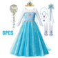 Anna Costume For Kids Girl Fancy Birthday Party Gown Princess Dress Carnival Party Children Clothing Full Printing Vestidos