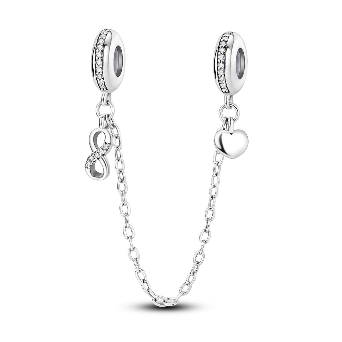 Silver Clasp 925 Sterling Silver CZ Pave Clip Charms Daisy Beads Stopper Safety Chain Fit Original Bangle Bracelet Jewelry Clips