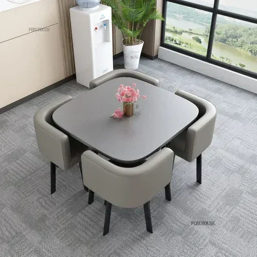 Nordic Round Dining Tables Set for Dining Room Furniture Kitchen Dining Table Set with 4 Chairs Home  Light Luxury Center Tables