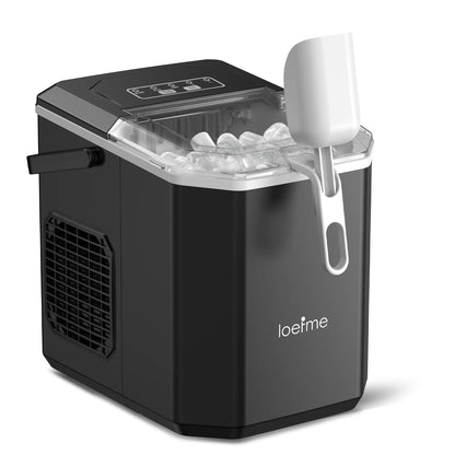 LOEFME 12kg/24h Electric Ice Maker Machine Bullet Ice 6 Mins 9pcs Ice Cubes Self-Cleaning Ice Maker for Home Cafes Camping Party
