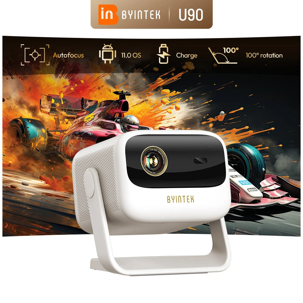 BYINTEK U90 Projector 4K Google TV 11.0 Full HD1080P Cinema WiFi Portable 1080P Home Theater Video DLP Projector with Battery
